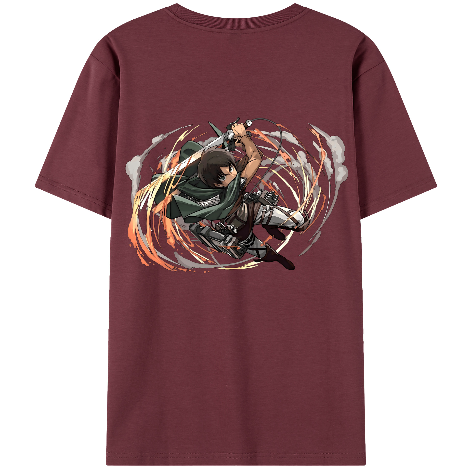 （画像用） 進撃の巨人 エレン･イェーガー Attack on Titan Eren Jäger 綿100％半袖Tシャツ（背面プリント）